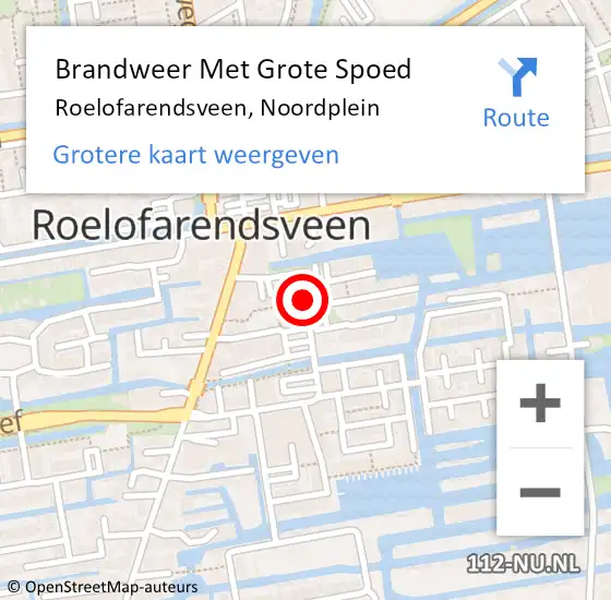 Locatie op kaart van de 112 melding: Brandweer Met Grote Spoed Naar Roelofarendsveen, Noordplein op 14 augustus 2024 11:44