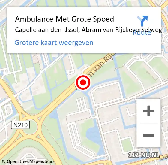 Locatie op kaart van de 112 melding: Ambulance Met Grote Spoed Naar Capelle aan den IJssel, Abram van Rijckevorselweg op 14 augustus 2024 11:45