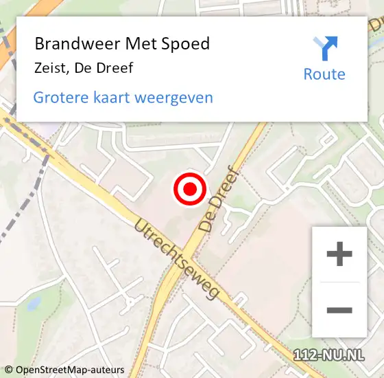 Locatie op kaart van de 112 melding: Brandweer Met Spoed Naar Zeist, De Dreef op 14 augustus 2024 11:52