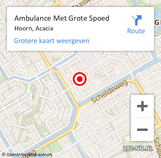 Locatie op kaart van de 112 melding: Ambulance Met Grote Spoed Naar Hoorn, Acacia op 14 augustus 2024 12:05