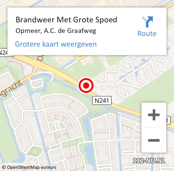 Locatie op kaart van de 112 melding: Brandweer Met Grote Spoed Naar Opmeer, A.C. de Graafweg op 14 augustus 2024 12:54