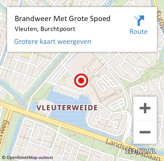 Locatie op kaart van de 112 melding: Brandweer Met Grote Spoed Naar Vleuten, Burchtpoort op 14 augustus 2024 12:56