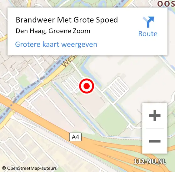 Locatie op kaart van de 112 melding: Brandweer Met Grote Spoed Naar Den Haag, Groene Zoom op 14 augustus 2024 13:05