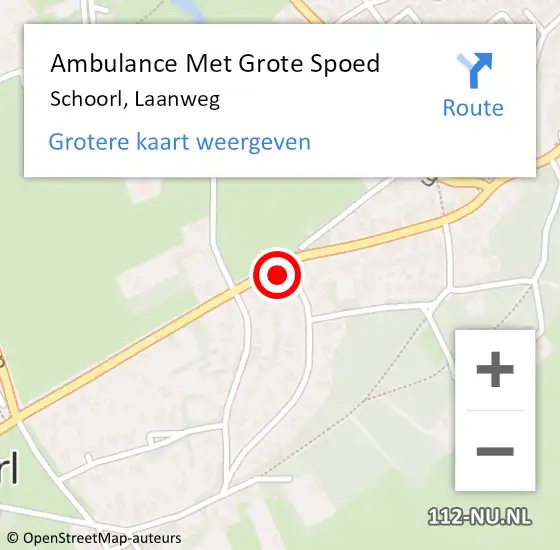 Locatie op kaart van de 112 melding: Ambulance Met Grote Spoed Naar Schoorl, Laanweg op 14 augustus 2024 13:11