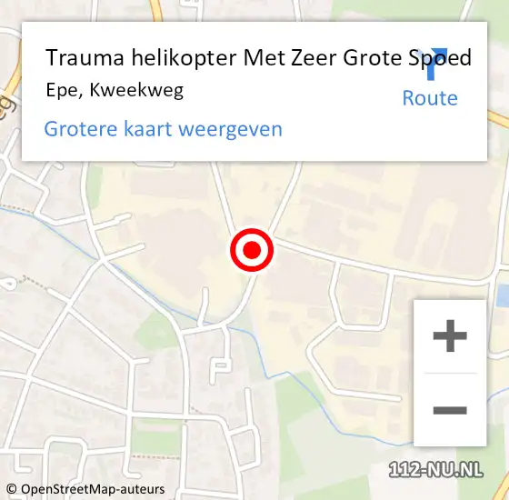 Locatie op kaart van de 112 melding: Trauma helikopter Met Zeer Grote Spoed Naar Epe, Kweekweg op 14 augustus 2024 13:13