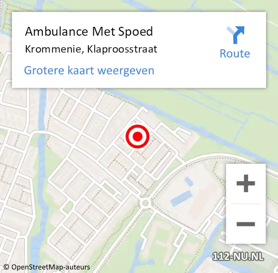 Locatie op kaart van de 112 melding: Ambulance Met Spoed Naar Krommenie, Klaproosstraat op 14 augustus 2024 13:18