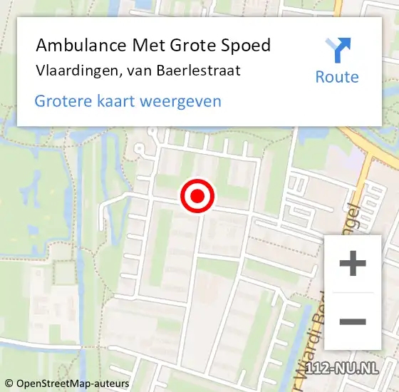 Locatie op kaart van de 112 melding: Ambulance Met Grote Spoed Naar Vlaardingen, van Baerlestraat op 14 augustus 2024 13:31