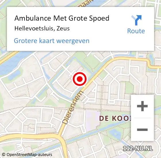 Locatie op kaart van de 112 melding: Ambulance Met Grote Spoed Naar Hellevoetsluis, Zeus op 14 augustus 2024 13:53