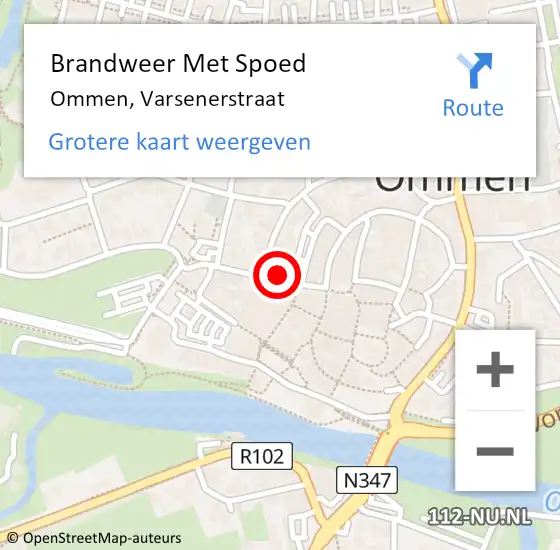 Locatie op kaart van de 112 melding: Brandweer Met Spoed Naar Ommen, Varsenerstraat op 14 augustus 2024 13:58