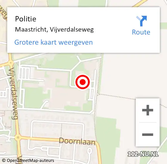 Locatie op kaart van de 112 melding: Politie Maastricht, Vijverdalseweg op 14 augustus 2024 13:59