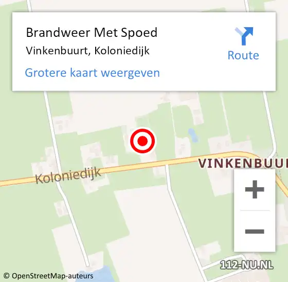 Locatie op kaart van de 112 melding: Brandweer Met Spoed Naar Vinkenbuurt, Koloniedijk op 14 augustus 2024 14:07