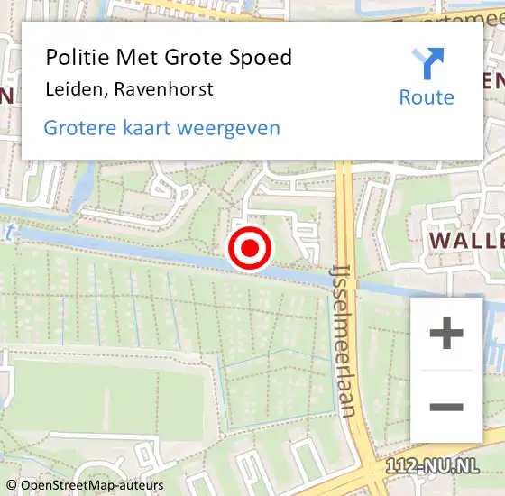 Locatie op kaart van de 112 melding: Politie Met Grote Spoed Naar Leiden, Ravenhorst op 14 augustus 2024 14:18