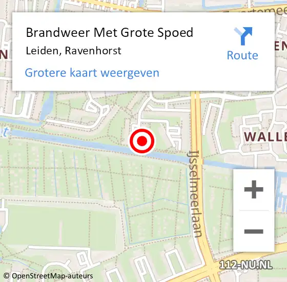 Locatie op kaart van de 112 melding: Brandweer Met Grote Spoed Naar Leiden, Ravenhorst op 14 augustus 2024 14:19