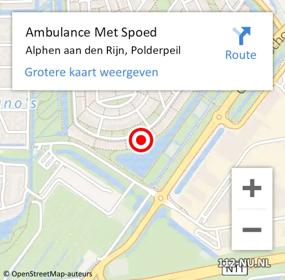 Locatie op kaart van de 112 melding: Ambulance Met Spoed Naar Alphen aan den Rijn, Polderpeil op 14 augustus 2024 14:21