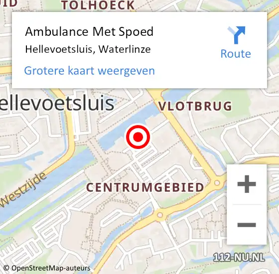 Locatie op kaart van de 112 melding: Ambulance Met Spoed Naar Hellevoetsluis, Waterlinze op 14 augustus 2024 14:24