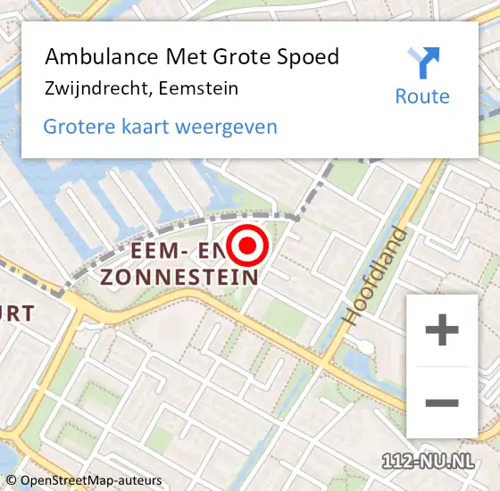 Locatie op kaart van de 112 melding: Ambulance Met Grote Spoed Naar Zwijndrecht, Eemstein op 14 augustus 2024 14:34