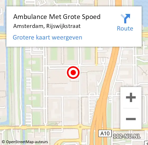 Locatie op kaart van de 112 melding: Ambulance Met Grote Spoed Naar Amsterdam, Rijswijkstraat op 14 augustus 2024 14:56