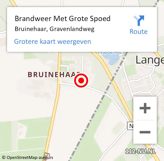 Locatie op kaart van de 112 melding: Brandweer Met Grote Spoed Naar Bruinehaar, Gravenlandweg op 14 augustus 2024 15:16