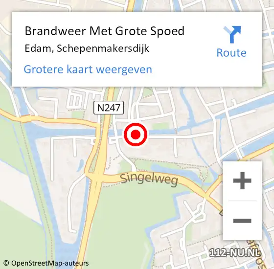 Locatie op kaart van de 112 melding: Brandweer Met Grote Spoed Naar Edam, Schepenmakersdijk op 17 oktober 2013 19:16