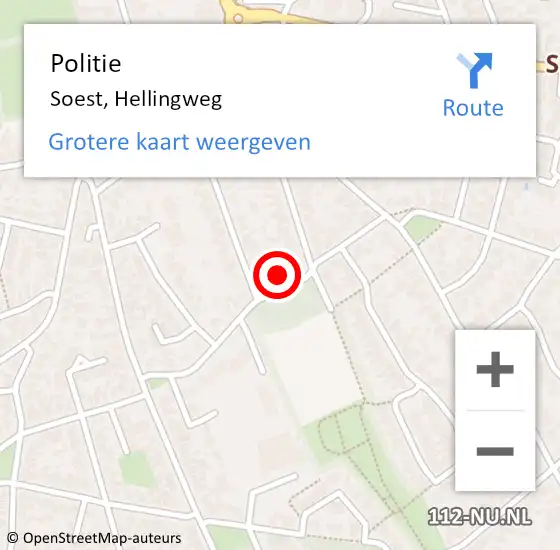 Locatie op kaart van de 112 melding: Politie Soest, Hellingweg op 14 augustus 2024 15:21