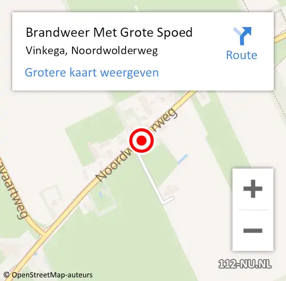 Locatie op kaart van de 112 melding: Brandweer Met Grote Spoed Naar Vinkega, Noordwolderweg op 14 augustus 2024 15:31