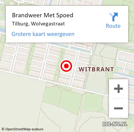 Locatie op kaart van de 112 melding: Brandweer Met Spoed Naar Tilburg, Wolvegastraat op 14 augustus 2024 15:53