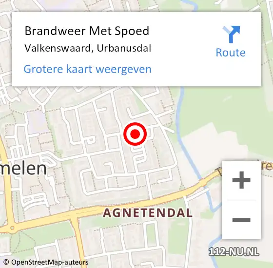 Locatie op kaart van de 112 melding: Brandweer Met Spoed Naar Valkenswaard, Urbanusdal op 14 augustus 2024 16:04