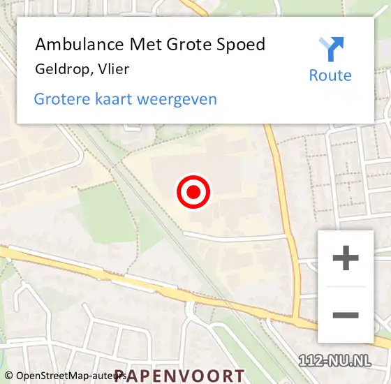 Locatie op kaart van de 112 melding: Ambulance Met Grote Spoed Naar Geldrop, Vlier op 16 oktober 2014 11:10