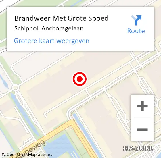 Locatie op kaart van de 112 melding: Brandweer Met Grote Spoed Naar Schiphol, Anchoragelaan op 14 augustus 2024 16:37