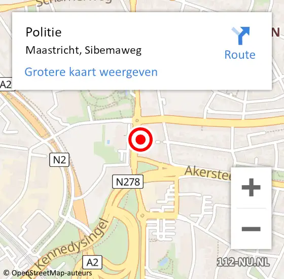 Locatie op kaart van de 112 melding: Politie Maastricht, Sibemaweg op 14 augustus 2024 16:41