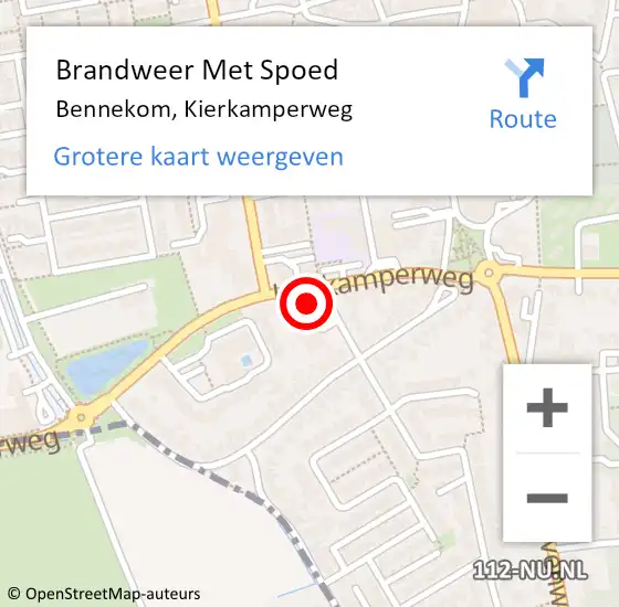 Locatie op kaart van de 112 melding: Brandweer Met Spoed Naar Bennekom, Kierkamperweg op 14 augustus 2024 16:54