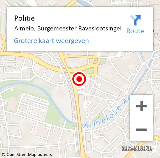 Locatie op kaart van de 112 melding: Politie Almelo, Burgemeester Raveslootsingel op 14 augustus 2024 17:02