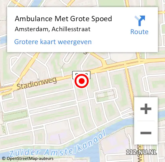 Locatie op kaart van de 112 melding: Ambulance Met Grote Spoed Naar Amsterdam, Achillesstraat op 14 augustus 2024 17:26