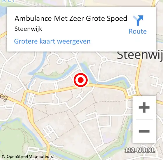 Locatie op kaart van de 112 melding: Ambulance Met Zeer Grote Spoed Naar Steenwijk op 14 augustus 2024 17:28