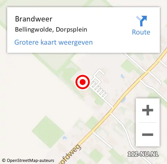 Locatie op kaart van de 112 melding: Brandweer Bellingwolde, Dorpsplein op 14 augustus 2024 17:36