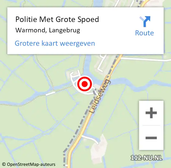 Locatie op kaart van de 112 melding: Politie Met Grote Spoed Naar Warmond, Langebrug op 14 augustus 2024 17:40