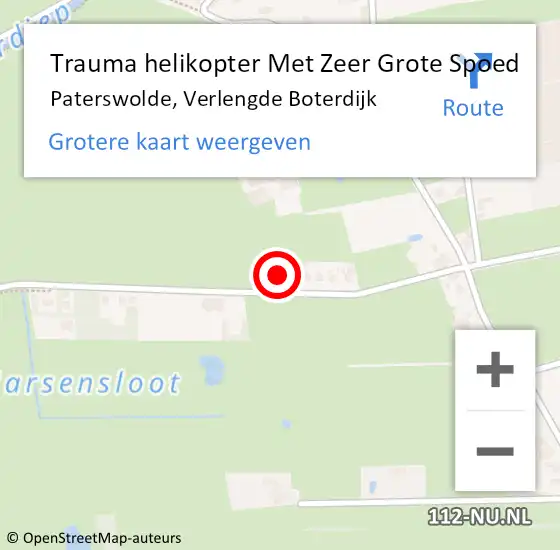 Locatie op kaart van de 112 melding: Trauma helikopter Met Zeer Grote Spoed Naar Paterswolde, Verlengde Boterdijk op 14 augustus 2024 17:41