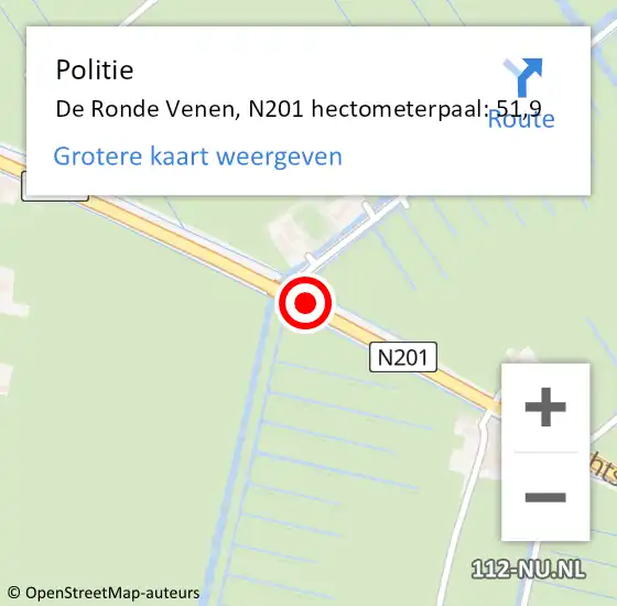 Locatie op kaart van de 112 melding: Politie De Ronde Venen, N201 hectometerpaal: 51,9 op 14 augustus 2024 17:43