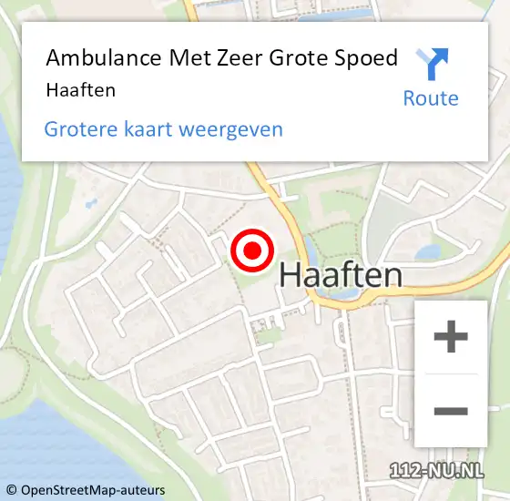 Locatie op kaart van de 112 melding: Ambulance Met Zeer Grote Spoed Naar Haaften op 14 augustus 2024 17:46