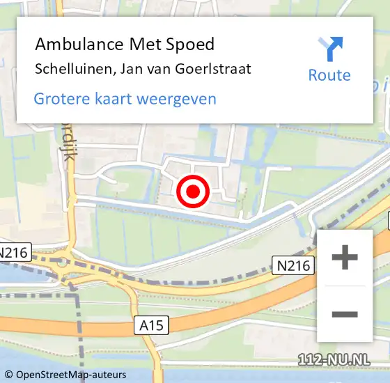 Locatie op kaart van de 112 melding: Ambulance Met Spoed Naar Schelluinen, Jan van Goerlstraat op 14 augustus 2024 17:51