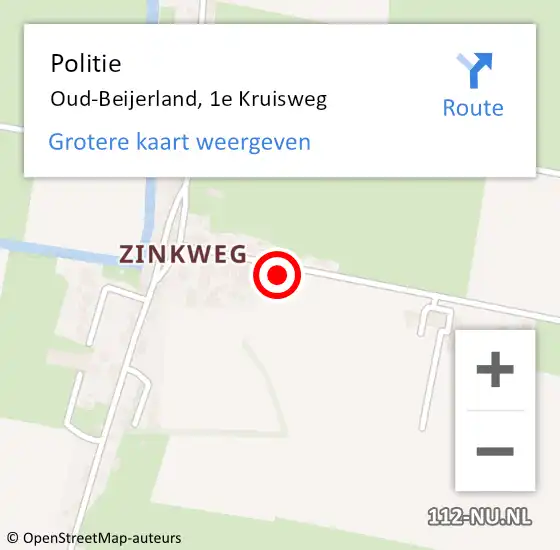 Locatie op kaart van de 112 melding: Politie Oud-Beijerland, 1e Kruisweg op 14 augustus 2024 18:00