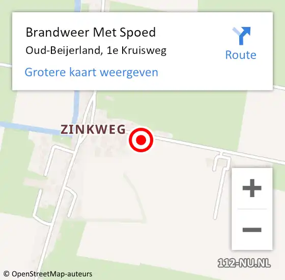 Locatie op kaart van de 112 melding: Brandweer Met Spoed Naar Oud-Beijerland, 1e Kruisweg op 14 augustus 2024 18:01