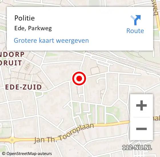 Locatie op kaart van de 112 melding: Politie Ede, Parkweg op 14 augustus 2024 18:14