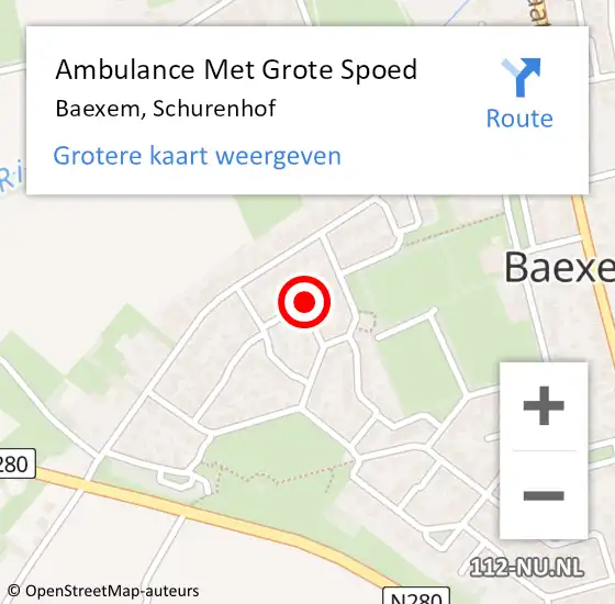 Locatie op kaart van de 112 melding: Ambulance Met Grote Spoed Naar Baexem, Schurenhof op 16 oktober 2014 11:23