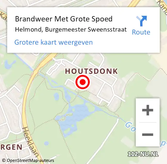 Locatie op kaart van de 112 melding: Brandweer Met Grote Spoed Naar Helmond, Burgemeester Sweensstraat op 14 augustus 2024 18:43