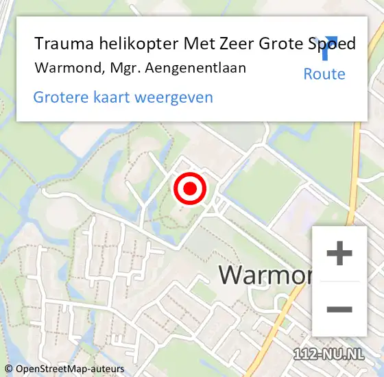 Locatie op kaart van de 112 melding: Trauma helikopter Met Zeer Grote Spoed Naar Warmond, Mgr. Aengenentlaan op 14 augustus 2024 18:51