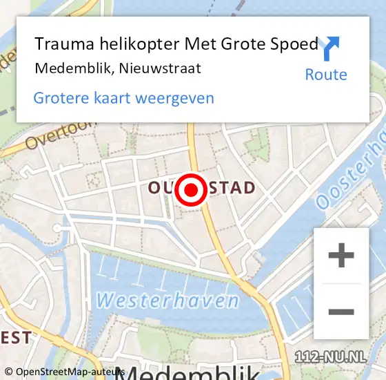 Locatie op kaart van de 112 melding: Trauma helikopter Met Grote Spoed Naar Medemblik, Nieuwstraat op 14 augustus 2024 19:03