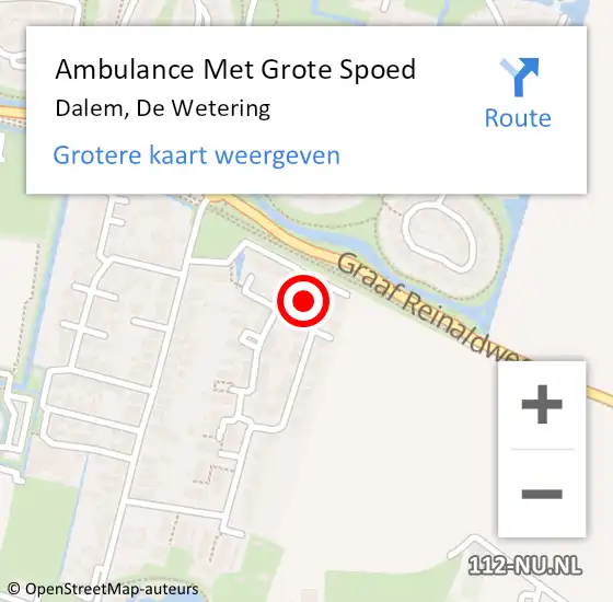 Locatie op kaart van de 112 melding: Ambulance Met Grote Spoed Naar Dalem, De Wetering op 14 augustus 2024 19:06