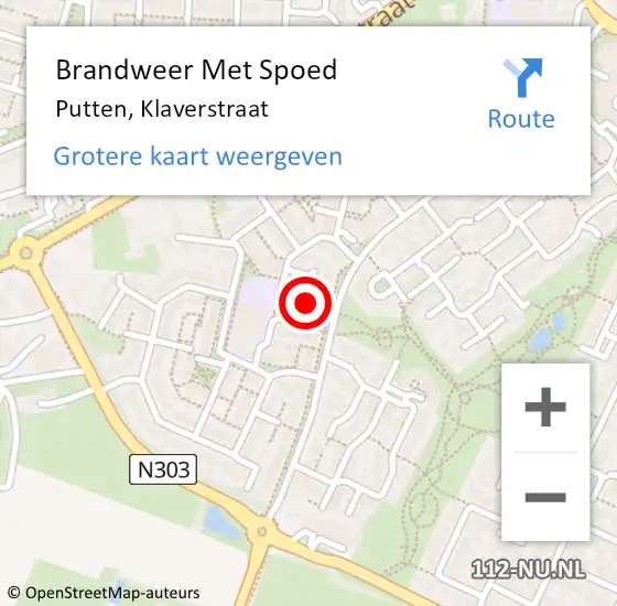 Locatie op kaart van de 112 melding: Brandweer Met Spoed Naar Putten, Klaverstraat op 14 augustus 2024 19:25