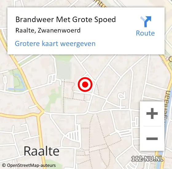 Locatie op kaart van de 112 melding: Brandweer Met Grote Spoed Naar Raalte, Zwanenwoerd op 14 augustus 2024 19:35